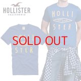 ★完売 ホリスター セール 100%本物保証 アバクロ兄弟ブランド HOLLISTERロゴ立体ツイルデコレーション SURFOPEN刺繍 メンズ半袖Tシャツ 杢調ブルー（カラー番号020）　HOLLISTER　USA直営店買い付け正規品 品番323-243-1218-020