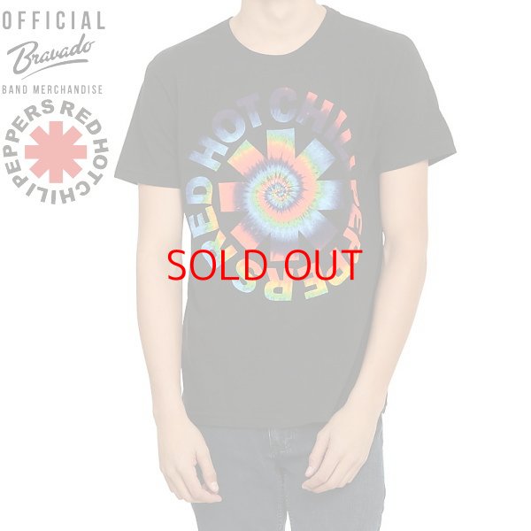 画像1: ★完売 レッド ホット チリ ペッパーズ RED HOT CHILI PEPPERS レッチリ公式  BRAVADOオフィシャル TIE DYE LOGO タイダイロゴ プリントTシャツ 【ブラック】  フェス イベント ファッションコーデに欠かせないバンドTシャツ