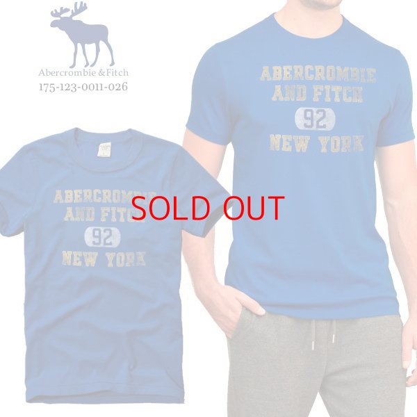 画像1: ★完売 アバクロ セール 本物保証 ABERCROMBIE 92 NEWYORKロゴ プリントTシャツ メンズ半袖Tシャツ【ロイヤル】（アバクロカラー番号026） USA直営店買い付け正規品 Abercrombie & Fitch 品番175-123-0011-026