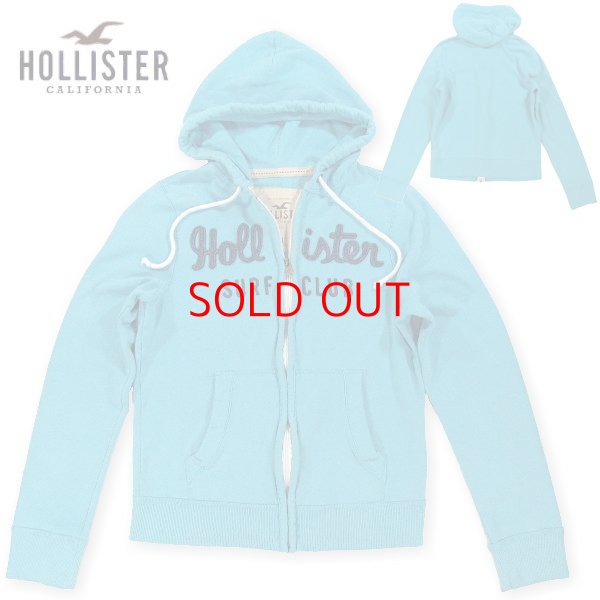 画像1: ★完売 ホリスター 本物保証 アメリカ買い付け USED HOLLISTERデコレーションロゴ SURF CLUB刺繍 フルジップ スエットパーカー M表記サイズ 【ターコイズブルー】HOLLSITER SWEAT PARKA