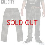 ★ LA発 KILL CITY キルシティー チェック柄 スリムストレートパンツ 元サルベージのデザイナー ポール・ラフレイが手掛ける ハイエンド×モードテイストにロックスタイルを融合 アーバンアウトフィッターズ ロンハーマン等でも取り扱いされるブランド アヴリル・ラヴィーン MY CHEMICAL ROMANCE ANTI-FLAG LINKIN PARK等も愛用