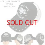 ★完売 セール 40%オフ エースカフェロンドン 本物正規品 ACE CAFE LONDONプリント スタッズ付き ユニオンジャックプリントメッシュキャップ 【ブラック】 推奨頭周囲55-60cm ロッカーズ カフェレーサーの聖地 1938年ロンドン創業 ACE CAFE LONDON MESH CAP