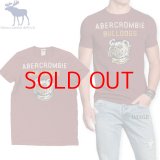 ★完売 アバクロ アメリカ買い付け 本物保証 アバクロンビー&フィッチ ABERCROMBIE ブルドッグ プリント USED メンズTシャツ バーガンディ M表記サイズ Abercrombie & Fitch