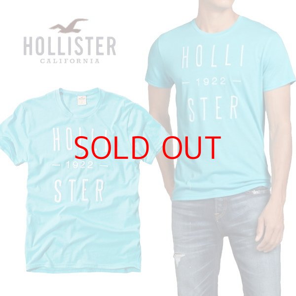 画像1: ★完売 ホリスター セール 100%本物保証 アバクロ兄弟ブランド HOLLISTER 1922刺繍ロゴ メンズ半袖Tシャツ 鮮やかなサックス（カラー番号024）　HOLLISTER USA直営店買い付け正規品 品番323-243-1590-024  (1)