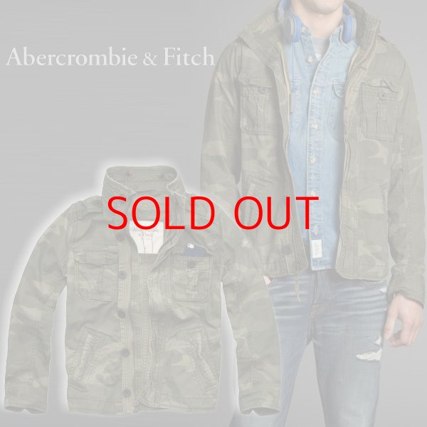 画像1: ★完売 アバクロ セール ラスト1点 100%本物保証 Abercrombie & Fitch　カモフラージュ　メンズ　ミリタリージャケット　（カラー番号036） ビンテージ加工の施された　まさにラギッドな大人の逸品　USA直営店買い付け正規品　品番132-328-0364-036 (1)