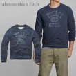 画像1: ★完売 アバクロ セール 100%本物保証 Abercrombie & Fitch FITCH NY 144 ATHL プリント 前V フリーダムスリーブ　メンズクルーネックスエット　【杢 ネイビー】　（アバクロカラー番号 023） USA直営店買い付け 本物正規品  品番122-231-0234-023 (1)