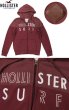 画像4: ★完売 ホリスター セール100%本物保証 正規品 HOLLISTER フェルト&刺繍ロゴ 切り替えボディ フルジップ スエットパーカー 【杢バーガンディ×バーガンディ】 （カラー番号520） USA直営店買い付け正規品 品番322-226-0418-520 (4)