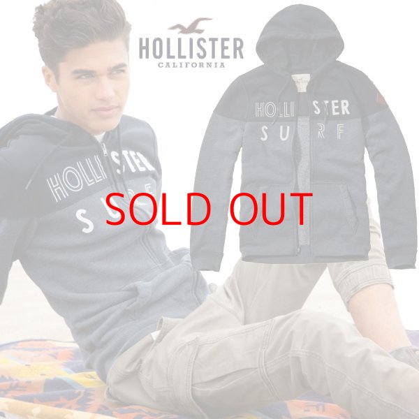 画像1: ★完売 ホリスター セール100%本物保証 正規品 HOLLISTER フェルト&刺繍ロゴ 切り替えボディ フルジップ スエットパーカー 【ネイビー×杢ネイビー】 （カラー番号200） USA直営店買い付け正規品 品番322-226-0418-200 (1)