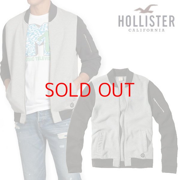 画像1: ★完売 ホリスター セール100%本物保証 正規品 HOLLISTER HCO刺繍ロゴ ツートンボディ フルジップ MA-1風 スエットジャケット 【グレー×ブラック】 （カラー番号011） USA直営店買い付け正規品 品番322-221-0348-011 (1)