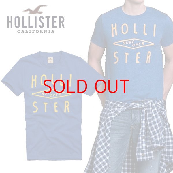 画像1: ★完売 ホリスター セール 100%本物保証 アバクロ兄弟ブランド HOLLISTERロゴ立体ツイルデコレーション SURFOPEN刺繍 メンズ半袖Tシャツ 杢調ブルー（カラー番号020）　HOLLISTER　USA直営店買い付け正規品 品番323-243-1218-020 (1)