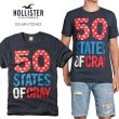 画像1: ★完売 ホリスター 再値下げセール 本物保証 アバクロ兄弟ブランド Hollister 50 STATES OF CRAY グラフィックラバープリント メンズ半袖Tシャツ 杢ネイビー （カラー番号023）　HOLLISTER USA直営店買い付け正規品 品番323-243-1722-023 (1)