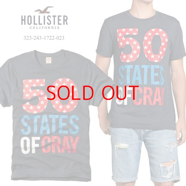 画像1: ★完売 ホリスター 再値下げセール 本物保証 アバクロ兄弟ブランド Hollister 50 STATES OF CRAY グラフィックラバープリント メンズ半袖Tシャツ 杢ネイビー （カラー番号023）　HOLLISTER USA直営店買い付け正規品 品番323-243-1722-023 (1)