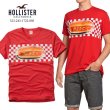 画像1: ★完売 ホリスター 再値下げセール 本物保証 アバクロ兄弟ブランド Hollister チェッカーフラッグ ホットドッグ グラフィックラバープリント メンズ半袖Tシャツ レッド （カラー番号050）　HOLLISTER USA直営店買い付け正規品 品番323-243-1722-050 (1)