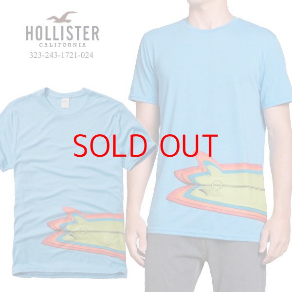 画像1: ★完売 ホリスター再値下げセール  本物保証 アバクロ兄弟ブランド Hollister サーフボード グラフィックプリント メンズ半袖Tシャツ 杢サックスブルー （カラー番号024）　HOLLISTER USA直営店買い付け正規品 品番323-243-1721-024 (1)