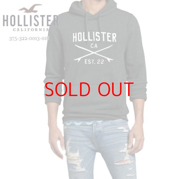 画像1: ★完売 ホリスター 本物保証 アバクロ兄弟ブランド Hollister ホリスターロゴ サーフボード 立体総刺繍仕上げ スエットパーカー チャコール スミクロ（カラー番号018）HOLLISTER USA直営店買い付け正規品 品番375-322-0013-018 お振込み決済にて８％還元！ (1)