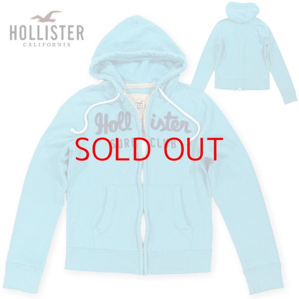 画像1: ★完売 ホリスター 本物保証 アメリカ買い付け USED HOLLISTERデコレーションロゴ SURF CLUB刺繍 フルジップ スエットパーカー M表記サイズ 【ターコイズブルー】HOLLSITER SWEAT PARKA (1)