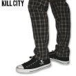 画像4: ★ LA発 KILL CITY キルシティー チェック柄 スリムストレートパンツ 元サルベージのデザイナー ポール・ラフレイが手掛ける ハイエンド×モードテイストにロックスタイルを融合 アーバンアウトフィッターズ ロンハーマン等でも取り扱いされるブランド アヴリル・ラヴィーン MY CHEMICAL ROMANCE ANTI-FLAG LINKIN PARK等も愛用 (4)