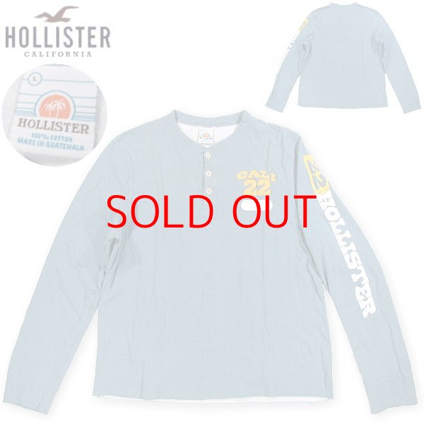 画像1: ★完売 ホリスター 本物保証 アメリカ買い付け USED 初期 HOLLISTER CALI22フェルトロゴ 22HOLLISTER袖プリント ヘンリーネックロンT L表記サイズ 【ダークサックスブルー】 HOLLSITER HENRY NECK LONG SLEEVE T (1)