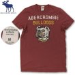 画像2: ★完売 アバクロ アメリカ買い付け 本物保証 アバクロンビー&フィッチ ABERCROMBIE ブルドッグ プリント USED メンズTシャツ バーガンディ M表記サイズ Abercrombie & Fitch (2)