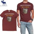 画像1: ★完売 アバクロ アメリカ買い付け 本物保証 アバクロンビー&フィッチ ABERCROMBIE ブルドッグ プリント USED メンズTシャツ バーガンディ M表記サイズ Abercrombie & Fitch (1)