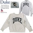 画像1: ★完売 アメリカ製 バスケの強豪としても有名な DUKE大学 DUKEカレッジプリント ブルーデビルズ リバースウィーブ型 USED スエット S表記 MADE IN USA MORTEX CORP REVERSE WEAVE  (1)