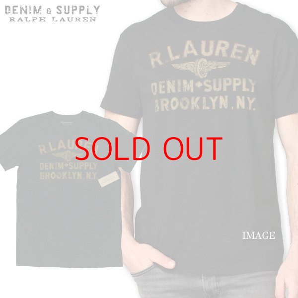 画像1: ★完売 セール デニム&サプライbyラルフローレン 100%本物保証 R LAUREN DENIM SUPPLY BROOKLN NYロゴ グラフィックプリント メンズTシャツ 【スミクロ】 USA直営店買い付け品 DENIM & SUPPLY by Ralph Lauren お振込み決済にて8%還元 (1)