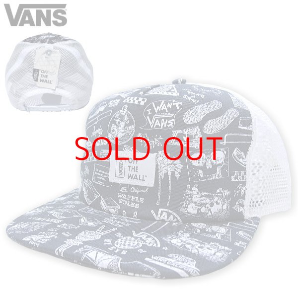 画像1: ★完売 セール VANS 本物正規品 アメリカ企画 バンズ ヴァンズ VANS OFF THE WALLタグ付き ヴァンズの歴史を感じさせる アニバーサリー デザイン 男女兼用 メッシュキャップ スナップバック VANS TRUCKER MSEH CAP SNAPBACK 推奨頭周囲56-60cm 本物正規品 お振込み決済にて8%還元！ (1)