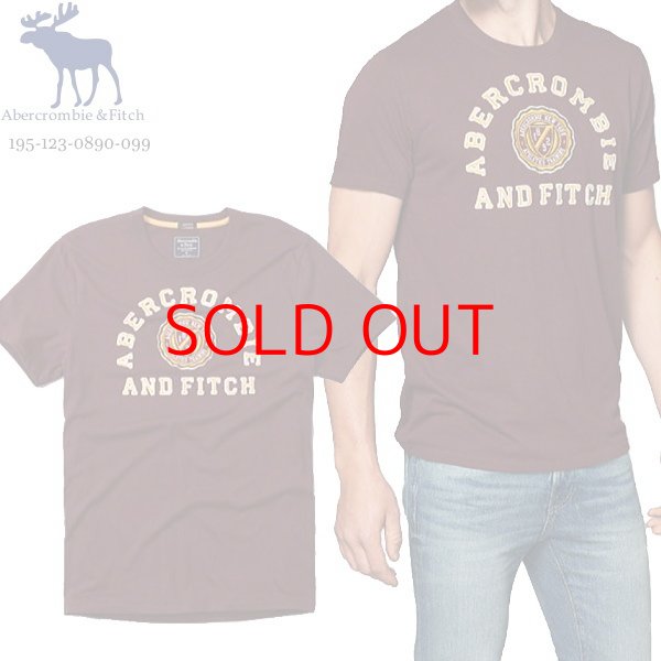 画像1: ★完売 アバクロ 再値下げセール 100%本物正規品 Abercrombie & Fitch 立体ABERCROMBIE AND FITCH 3Dロゴデコレーション 立体刺繍エンブレム メンズ半袖Tシャツ 【バーガンディ】 Lサイズ USA直営店買い付け正規品 Abercrombie & Fitch 品番195-123-0890-099 (1)