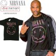 画像1: ★再々入荷 NIRVANA ニルバーナ ニルヴァーナ公式  LIVE NATIONライセンス フローラル スマイリー プリントTシャツ RUN D.M.Cのダリル・マクダニエルズも愛用する grunge is NOT dead！な１着 フェス イベント ファッションコーデに欠かせないバンドTシャツ お振込み決済にて8%還元 (1)