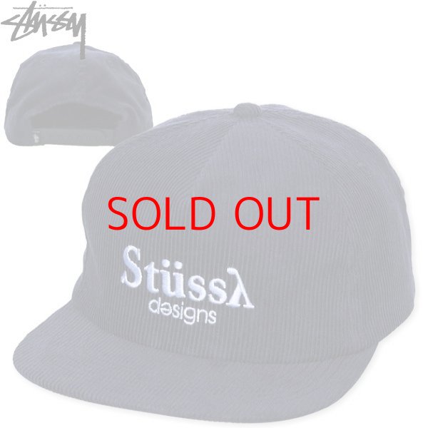 画像1: ★セール 新品本物正規品 STUSSY ステューシー デザイン刺繍ロゴ コーデュロイキャップ STUSSY DESIGNS CORD CAP 紺 推奨頭囲55-60cm (1)