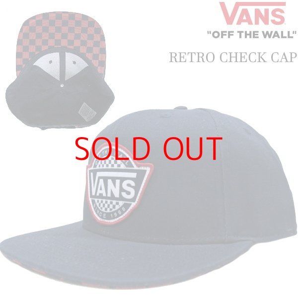 画像1: ★セール US企画 新品 バンズ VANS OFF THE WALL エンブレム ワッペン付き 高配色 ベースボールキャップ 紺 VANS RETRO CHECK SNAPBACK  推奨頭周囲55-60cm 東京オリンピックに向けて (1)