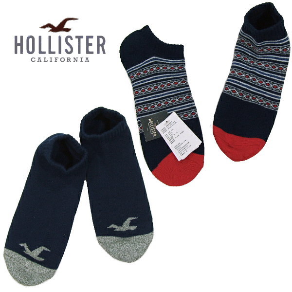 ☆完売 ホリスター セール HOLLISTER スニーカーソックス2足セット 【ネイビー×杢グレー ネイビー（幾何学）×レッド】  お気に入りのスニーカーに欠かせない オシャレな足元を演出！ USA直営店買い付け正規品 品番312-131-0235-023 100%本物保証  アバクロ兄弟ブランド ...