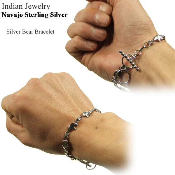 インディアン ジュエリー 本場ナバホ族アクセサリー 幸福の象徴 クマ型シルバーブレスレット Indian Jewelry Navajo Sterling Silver Bear Bracelet Indian Jewelry インディアン ジュエリー Clipclop