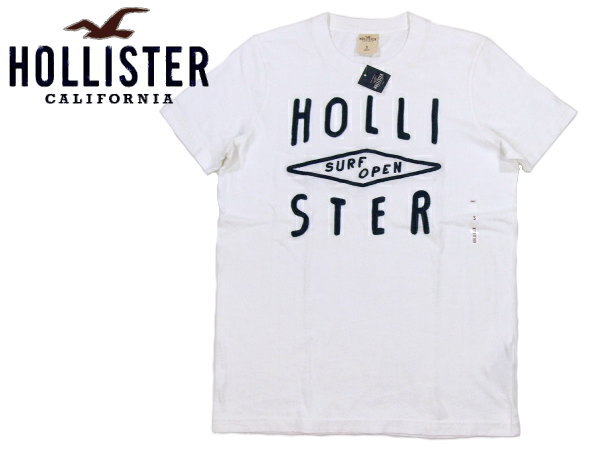 完売 ホリスター セール 100 本物保証 アバクロ兄弟ブランド Hollisterロゴ立体ツイルデコレーション Surfopen刺繍 メンズ半袖tシャツ ホワイト カラー番号001 Hollister Usa直営店買い付け正規品 品番323 243 1218 001 Hollister ホリスター ホリスター T