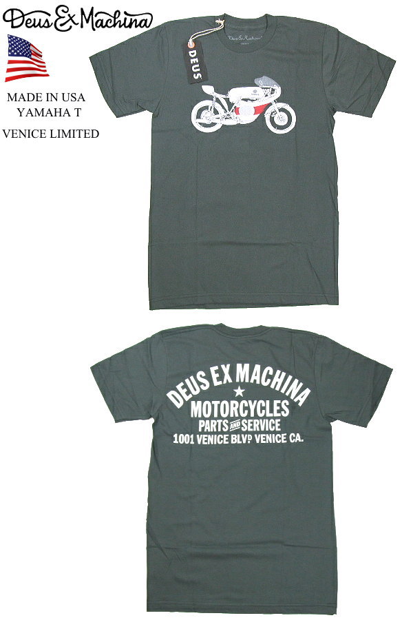 デウスマキナ カスタム バイク ロゴ Tシャツ USA製 ブラック Mサイズ-