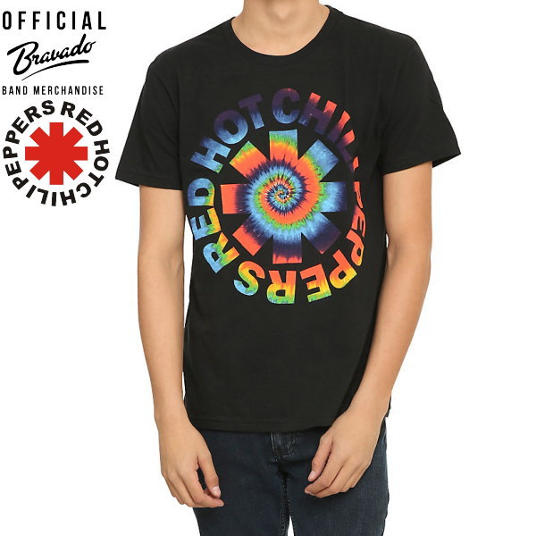 完売 レッド ホット チリ ペッパーズ Red Hot Chili Peppers レッチリ公式 Bravadoオフィシャル Tie Dye Logo タイダイロゴ プリントtシャツ ブラック フェス イベント ファッションコーデに欠かせないバンドtシャツ Import Other インポート 他 Clipclop